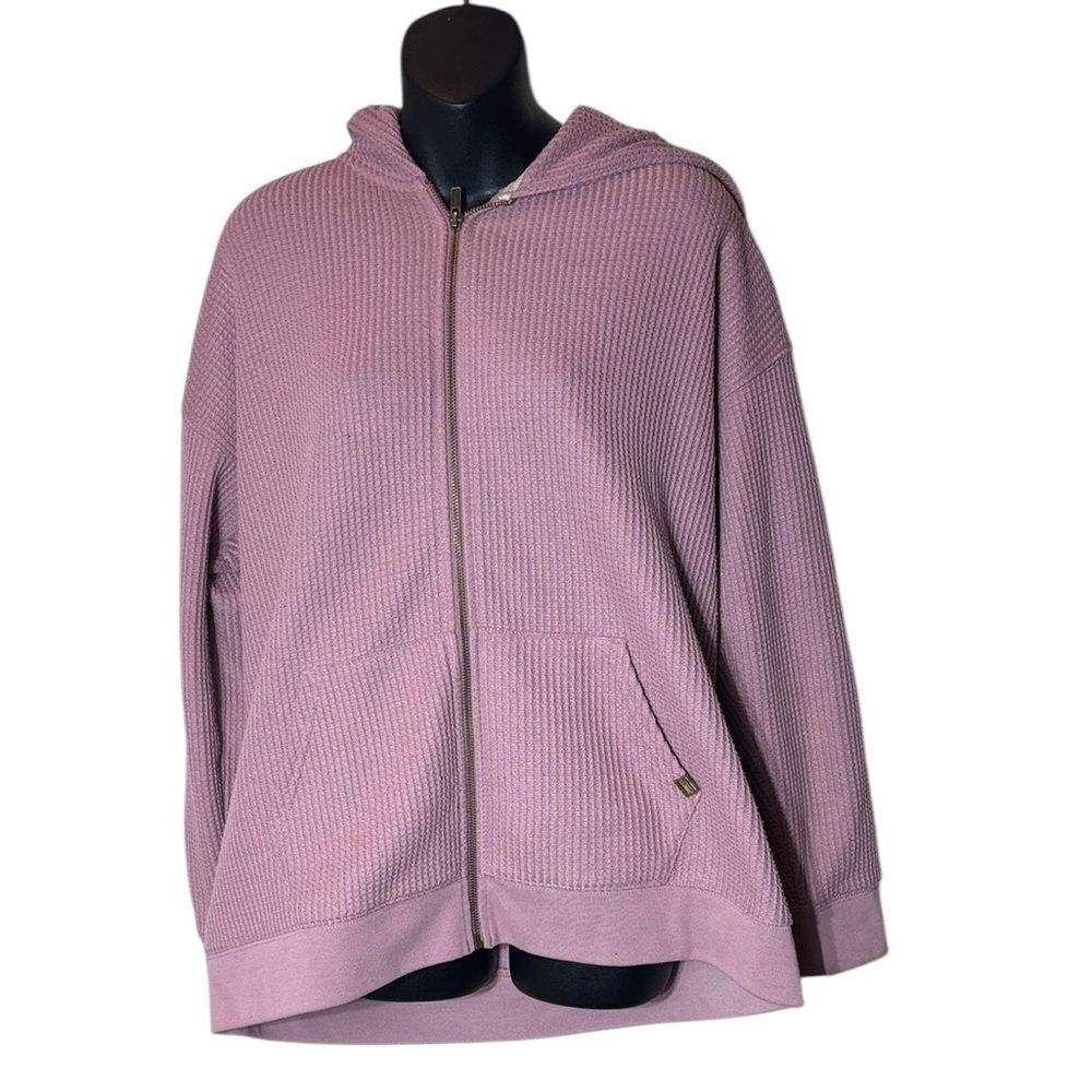L.L. Bean women’s xl birchwood brushed waffle full zip hoodie pink casual